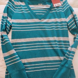 Mossimo blue/gray stripe shirt, lg, never worn.